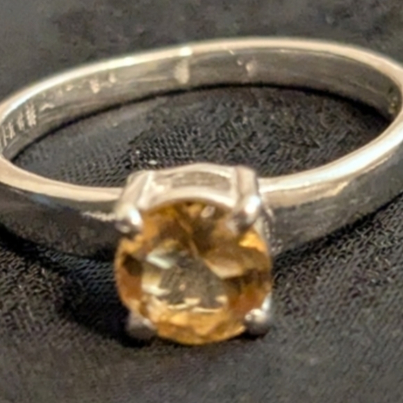 🆕 925 Solid Sterling Silver Genuine Citrine Ring Solitaire Ring Size 7.5 - Picture 7 of 8